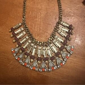 Gold, orange & brown Statement Necklace